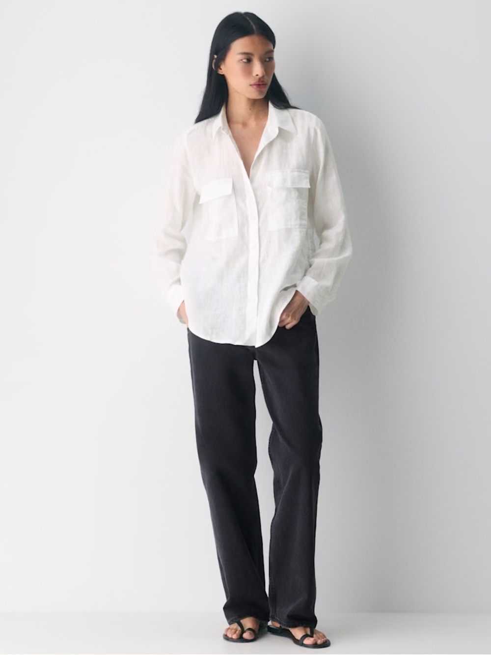 ARITZIA BABATON 100% Linen Utility Button Down White Shirt - Picture 3 of 10